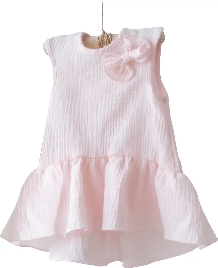 Платье KiDi kids без рукавов, с воланом, розовое, размер 24, рост 74-80 см