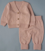 Фотография товара Кардиган и штанишки вязаные Little Star "Pom-Pom", королевский розовый, р.68 