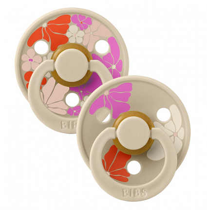 Фотография товара Набор пустышек латексных BIBS Studio Colour, 2 шт. - Morning Bloom - Vanilla Mix, 0+ мес.