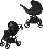 Коляска 2 в 1 Tutis Nanni короб, прогулка, черная, кожа
