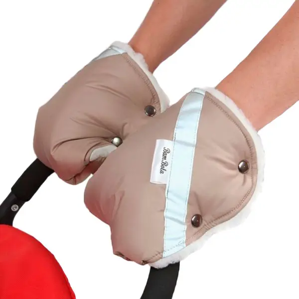 Муфты-варежки для коляски BamBola шерстяной мех+плащевка бежевые