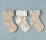 Фотография товара Носочки тонкие с подворотом  Little Star ассорти Звездочки бежевый/крем 3 пары 7-9 см