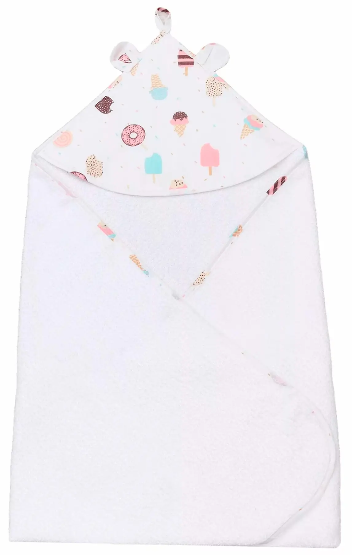 Полотенце детское с уголком AmaroBaby Cute Love Эскимо белый 90х90 см