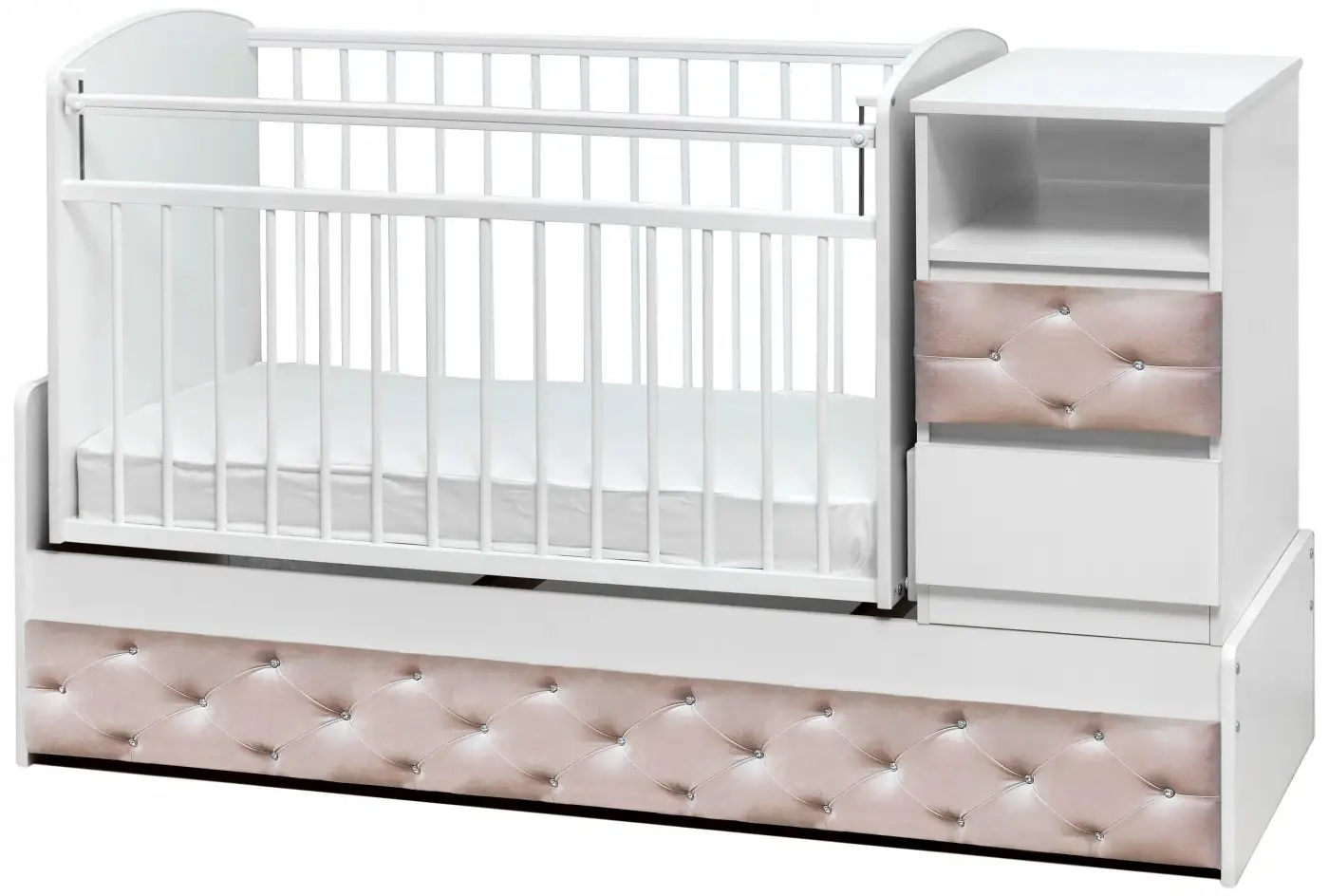 Кровать-трансформер Островок уюта Дива капучино, велюр, белый