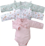 Фотография товара Боди с длинным рукавом Первые Цветы, с рюшей 3 штуки в упаковке, размр 18, рост 56-62 см