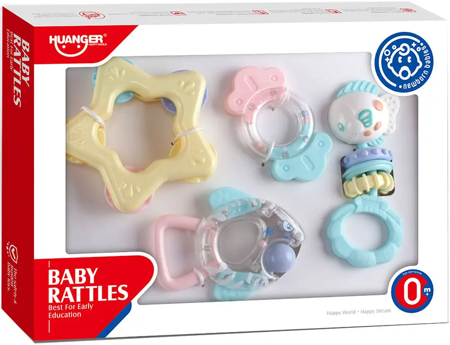 Забавные погремушки Huanger, 4 штуки, пастель