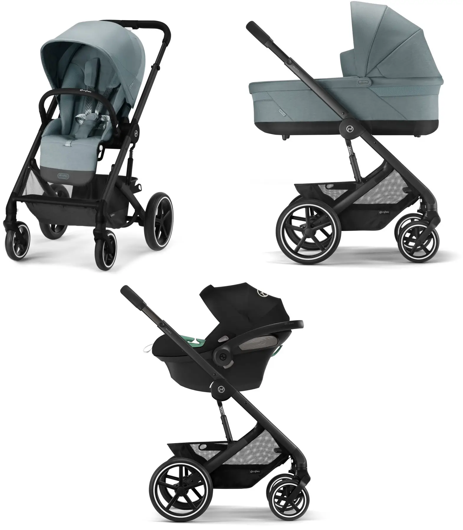 Детская коляска Cybex Balios S Lux BLK 3 в 1 цвет Sky Blue