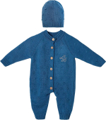 Фотография товара Вязаный комплект Luxury Baby Комбинезон и шапочка синий 68-74 см