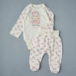 Фотография товара Комплект боди, ползунки Little Star Лапочка Зайка интерлок, крем 74