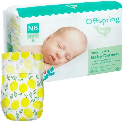 Подгузники Offspring, NB 2-4 кг, 26 шт, расцветка Лимоны