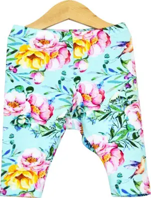 Укороченные леггинсы с принтом колибри на мяте, р. 86, П27/12-К 