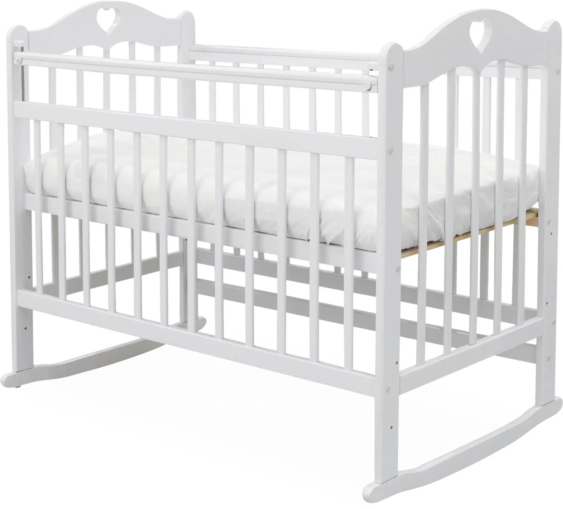 Кроватка Loona Lily с колесом-качалкой, белая