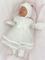 Комплект для девочки Fleole София молочная комбинезон с юбочкой,чепчик 62