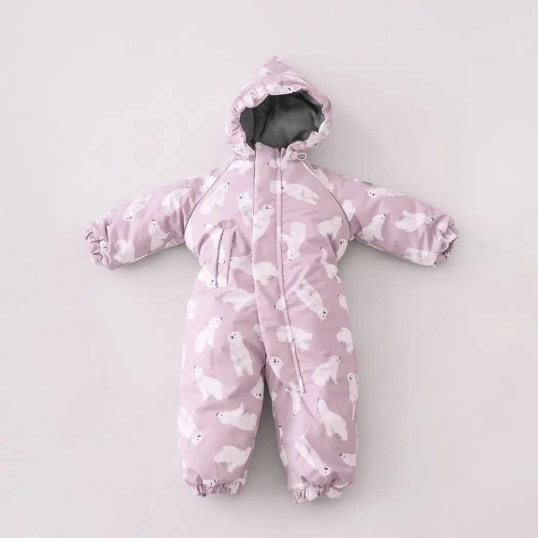 Комбинезон KiDi kids Белый мишка зимний, мембрана, розовый 28, 92-98 см