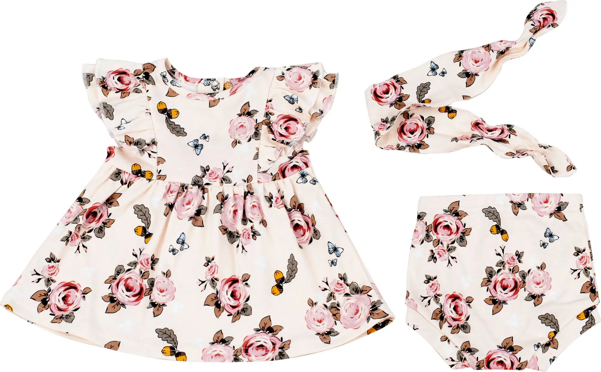 Детский комплект с принтом роз, размер 44-74, 35222