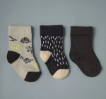 Фотография товара Носочки тонкие Little Star динозавры серый/чёрный 3 пары 7-9 см