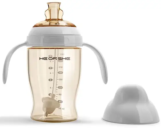 Поильник из силикона, пропилена и  пластика Heorshe, объём 280 мл, цвет голубой