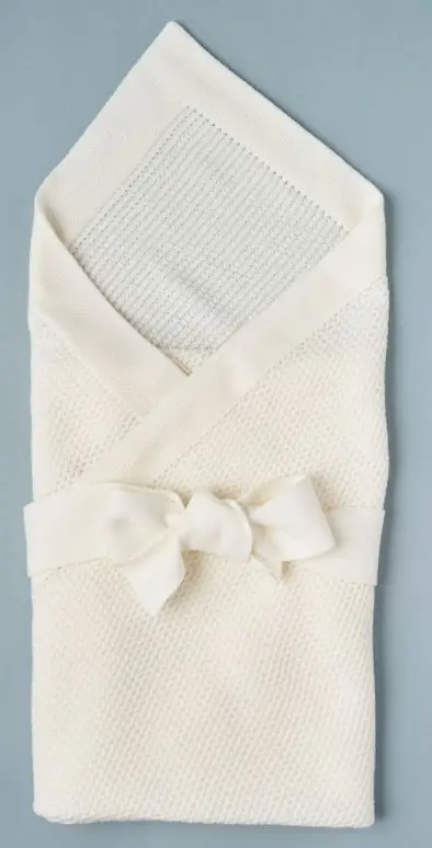 Плед вязаный и лента Little Star Классика крем 90х90 см