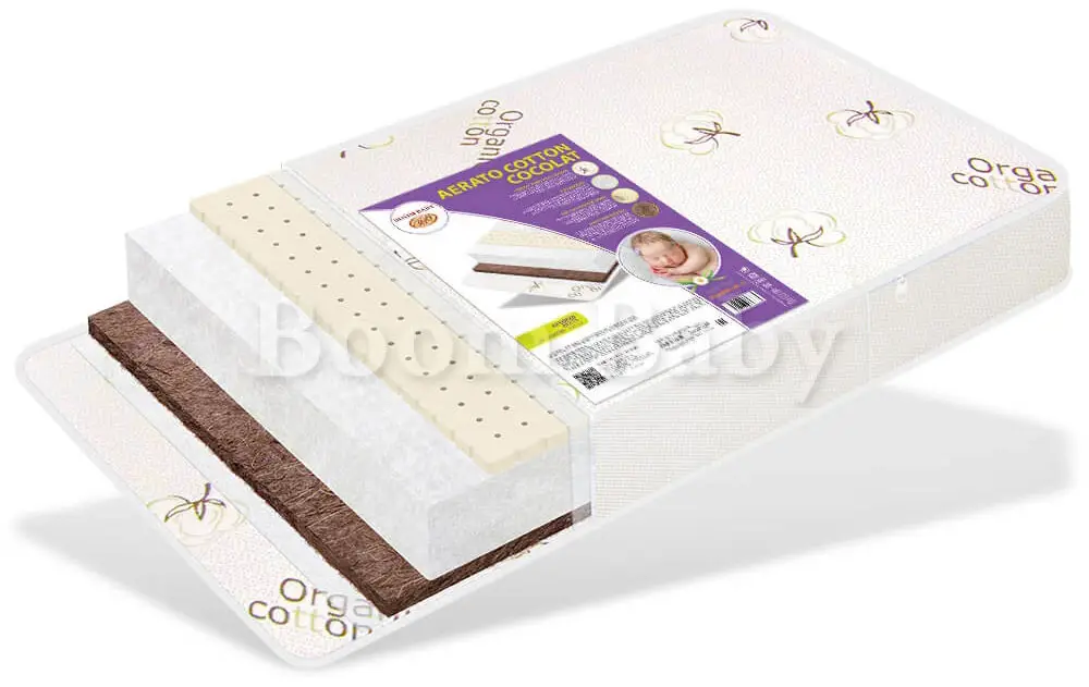 Матрас Boom Baby CocoLat AeratoCotton с сеткой, трикотаж Cotton 119х59 см