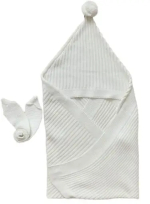 Фотография товара Молочный вязаный плед-конверт на выписку, П-065