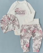 Фотография товара Боди+штанишки+чалма Little Star Папина любовь интерлок, розы на креме, (80)