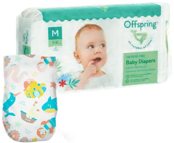 Подгузники Offspring, размер M, 6-10 кг, 42 шт, расцветка Карибы