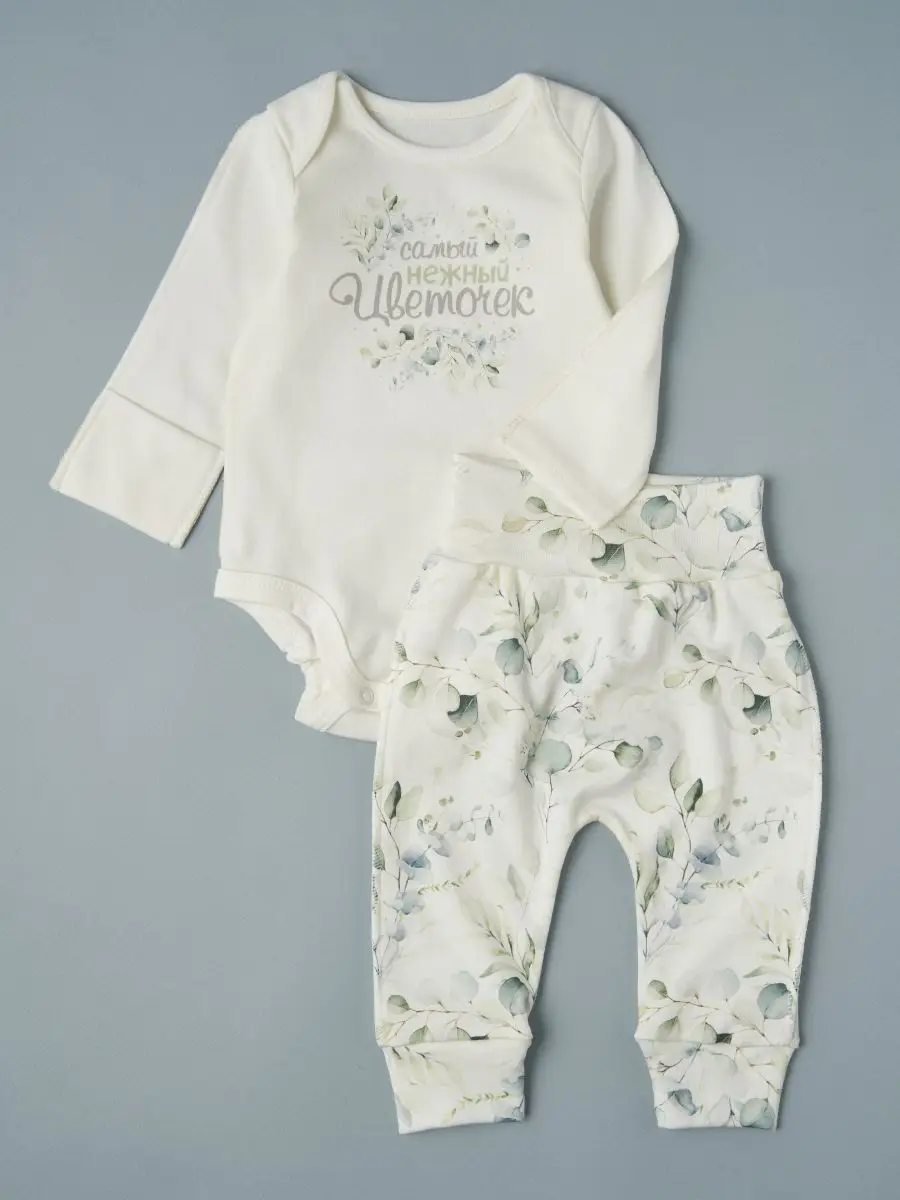 Боди+штанишки Little Star Самый нежный цветочек интерлок, крем 80