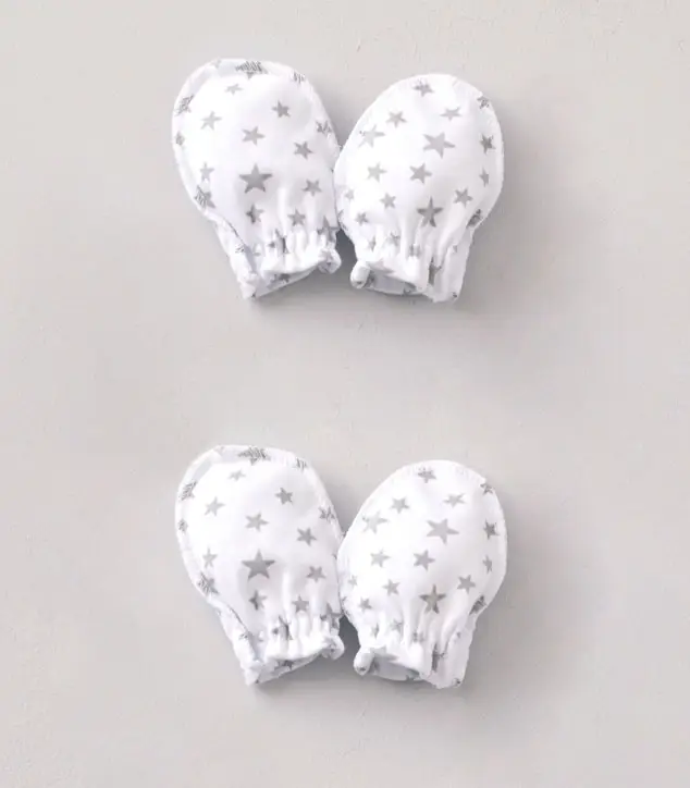 Варежки анти-царапки KiDi kids Ассорти мелкие серые звездочки кулир, 2 пары