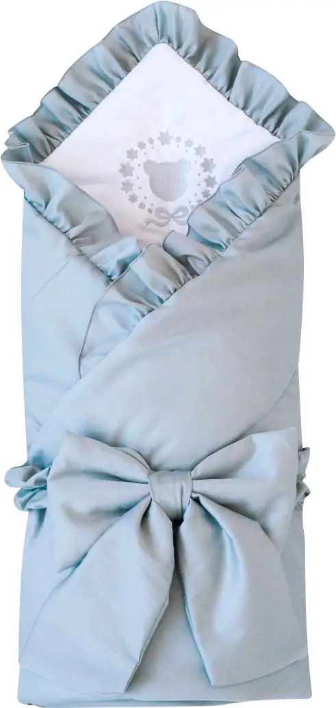 Одеяло на выписку KiDi Бристоль с бантом на резинке летнее, серый 90х90 см