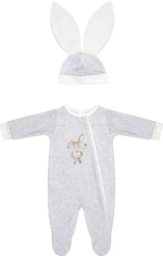 Фотография товара Комплект Наследник Выжанова велюровый: комбинезон и шапка, серый меланж, р.56-36