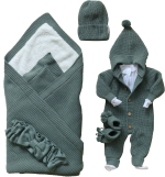 Фотография товара Комплект Bunnyphant вязаный из 5 предметов, зеленый 