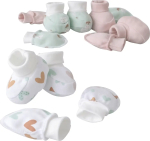 Фотография товара Комплект KiDi kids варежки анти-царапки и пинетки Первые Цветы, 3 пары рукавичек, 3 пары царапок