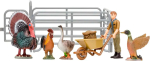 Фотография товара Игрушки фигурки в наборе серии На ферме Masai Mara, 8 предметов, фермер, индюк, петух, гусь, утка, ограждение
