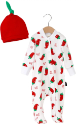 Фотография товара Комплект детский Baby boom комбинезон и шапка перцы красная 68