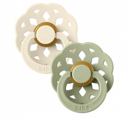 Фотография товара Набор пустышек латексных BIBS Boheme, 2 шт. - Ivory/Sage, 0+ мес.