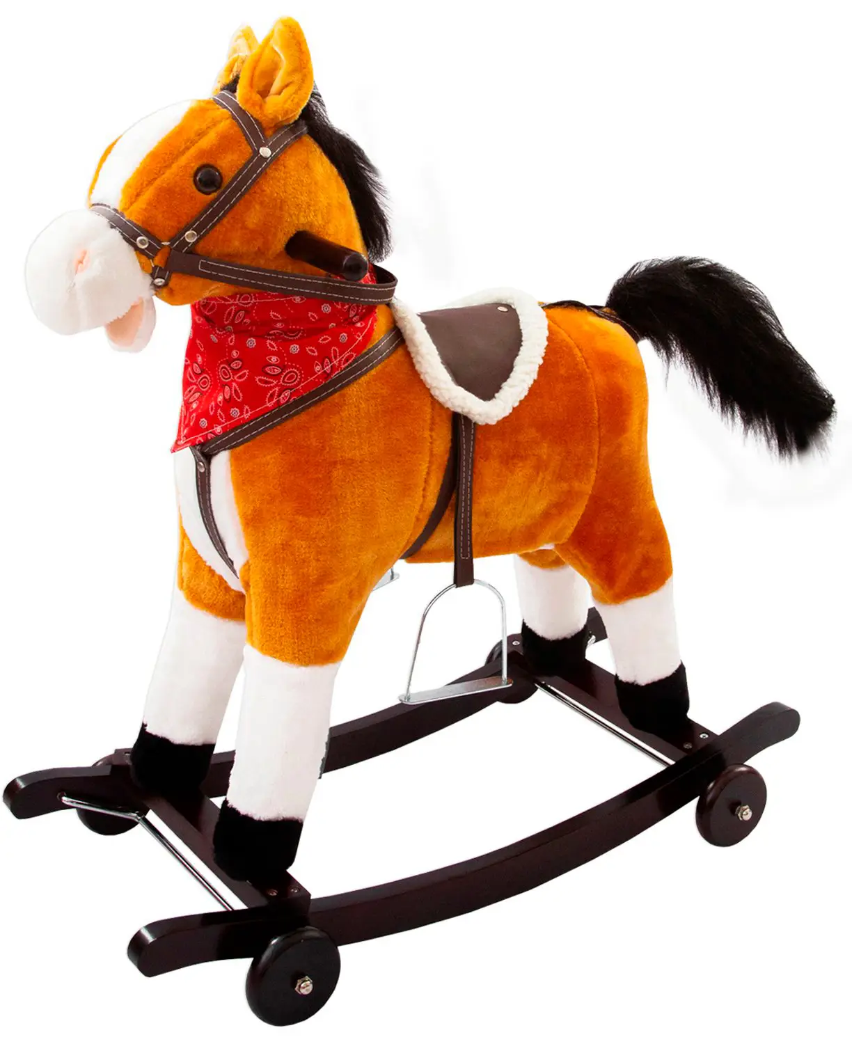 Лошадка каталка-качалка AmaroBaby West, с колёсами, коричневый