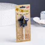 Фотография товара Свеча Страна Карнавалия в торт на шпажке воздушный шарик звезда, цифра 1, 11х5 см, черная с золотом