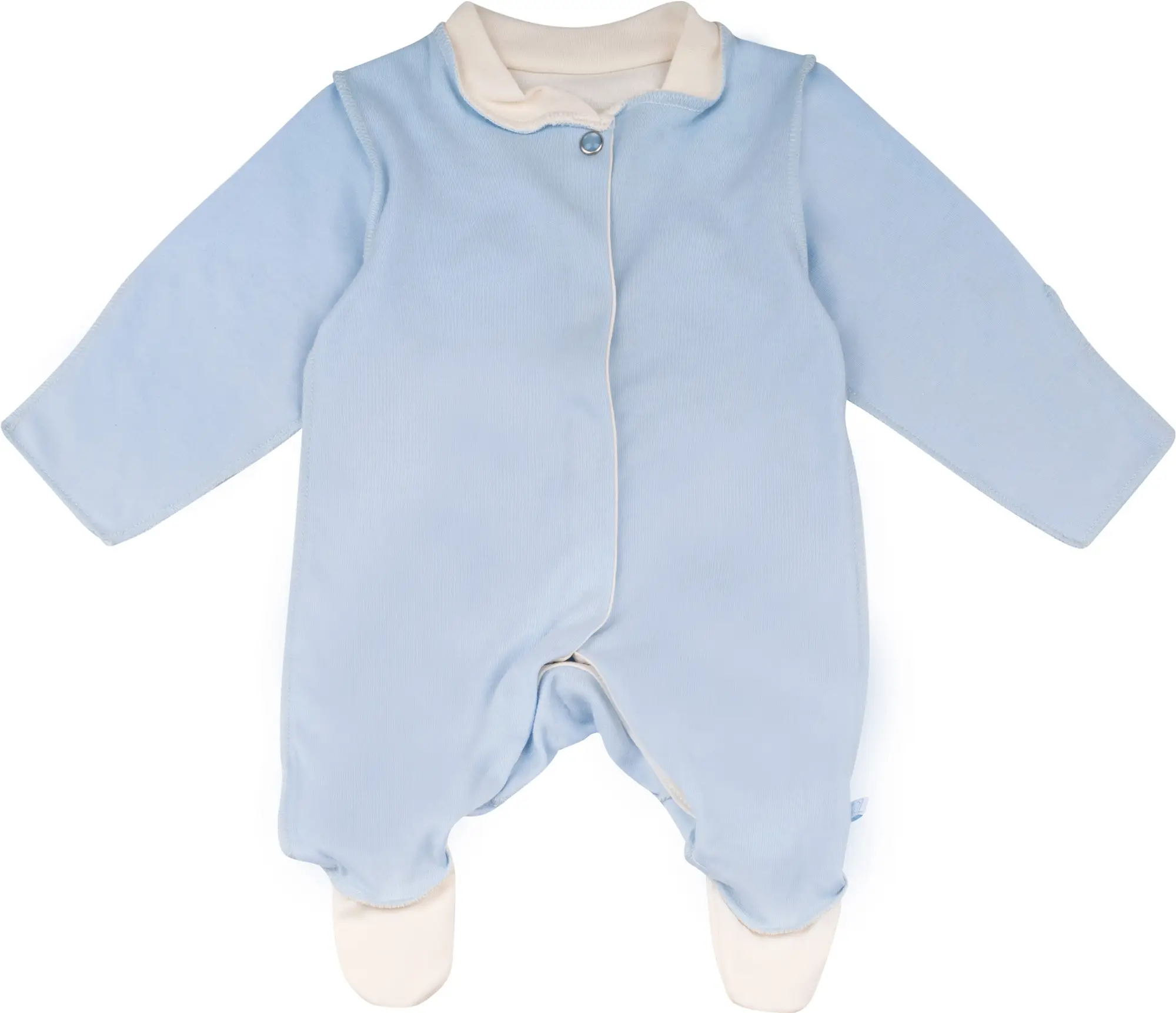 Комбинезон стойка Фабрика Бамбук голубой, молочный 56