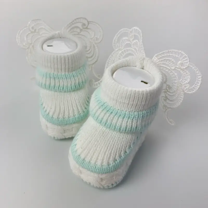 Пинетки вязаные Little Star Ангел Крем+мятный 10 см