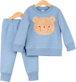 Фотография товара Комплект детский Baby boom, р. 86, джинс-меланж, джемпер с вышивкой, брюки