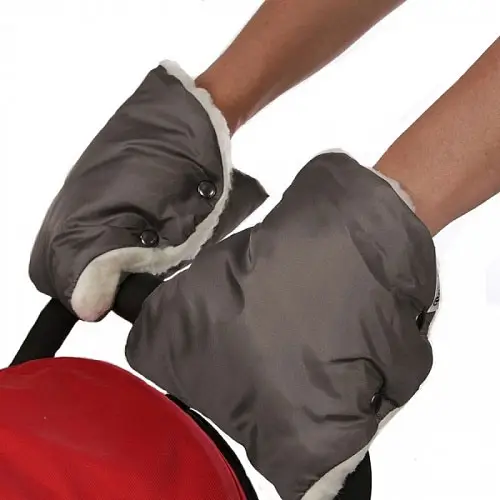 Муфты-варежки для коляски BamBola шерстяной мех и плащевка(лайт) шоколад