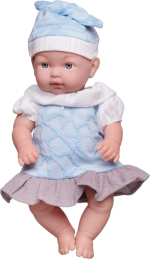 Фотография товара Junfa Пупс 30 см в платье и шапочке, с поильником и игрушкой