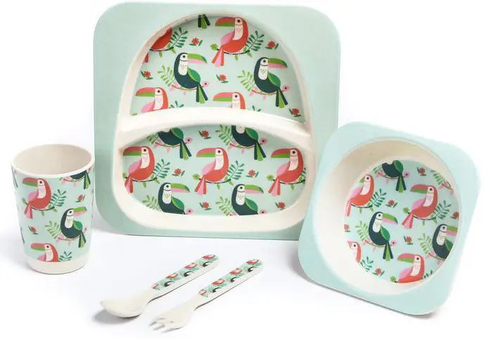 Набор бамбуковой посуды Крошка Я Тукан 5 предметов