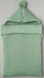 Фотография товара Конверт-Кокон Little Star на 2-х молниях с вязаным помпоном, серо-зеленый