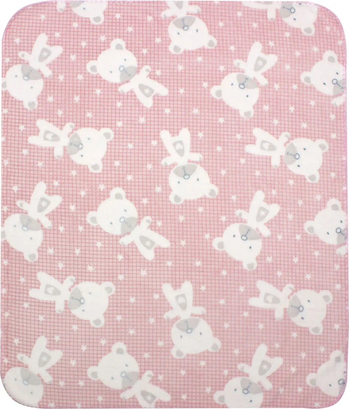 Плед велсофт жаккардовый Мишка, размер 90x110 см розовый