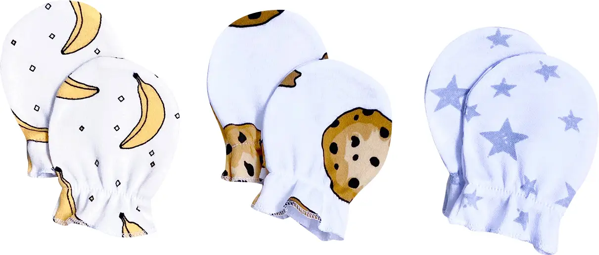 Рукавички-антицарапки Mjolk Печенье/Бананы/Звёзды