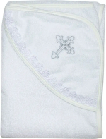 Фотография товара Полотенце-уголок для крещения с вышивкой серебро
