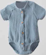 Фотография товара Боди с коротким рукавом KiDi Kids, муслин, серо-голубой, р. 24 рост 74-80см