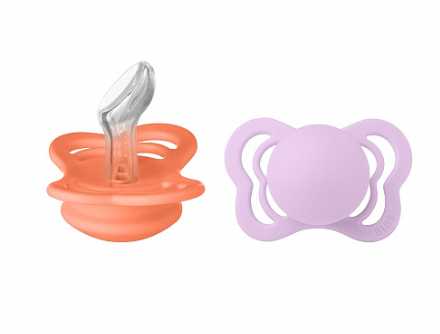 Фотография товара Набор пустышек латексных BIBS Couture, 2 шт. - Papaya/Violet Sky, 0+ мес.