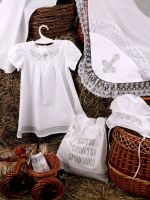 Фотография товара Комплект крестильный Осьминожка для девочки 5 предметов серебро 62